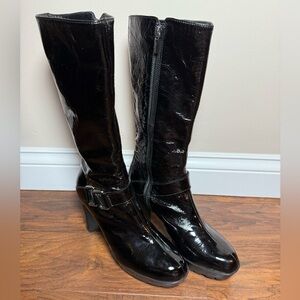 Riccardo Banfi Black Patent Leather Boots-Italian made Eu 39.5 US 9-9.5-Like New